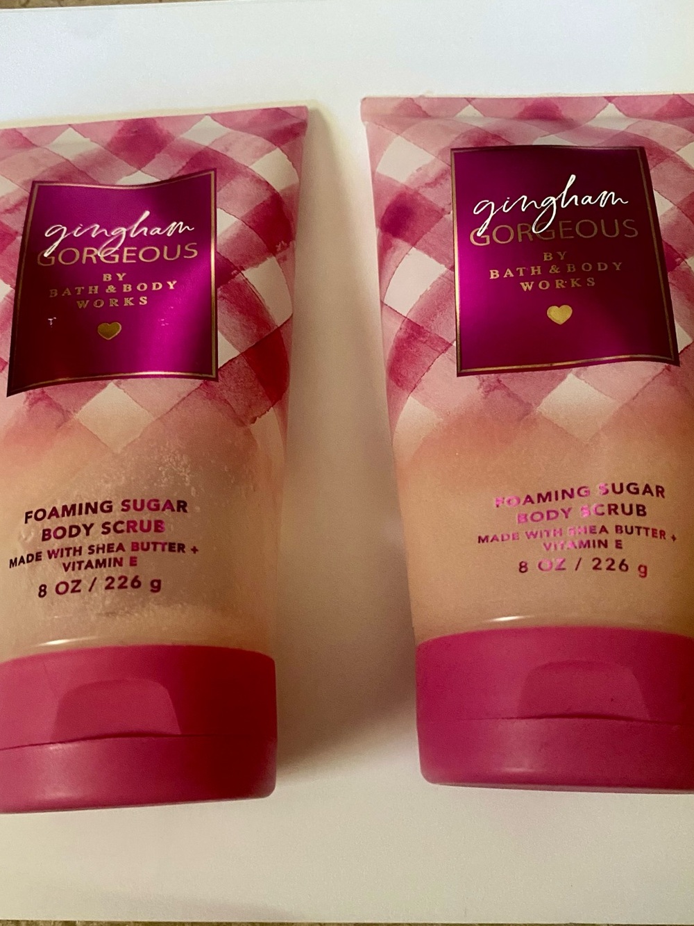 Bath & Body Works Pink Gingham Gorgeous Foaming Sugar Body Scrub - Twin Tubes